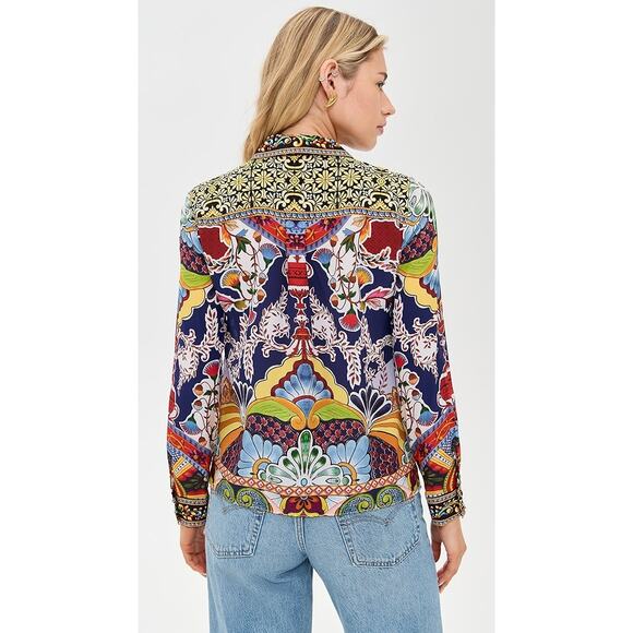 Alice + Olivia Willa Placket Top Size Small - Picture 2 of 15